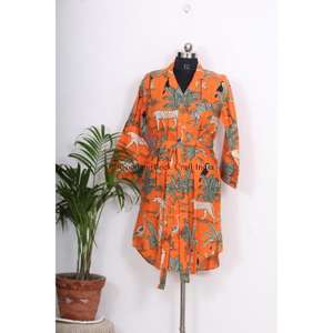 Vestido Túnica de Algodón Cómodo para Mujer, Cuello en V, Manga Larga, Ajustado, Estampado Floral, Estilo Hip Hop, Informal, para Fiesta, Lavable - Product Image 1