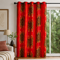 Gorden Beludru Motif Harimau Oranye Karang - Tirai Boho Ukuran Khusus 100% Katun Beludru Katun beludru berkualitas tinggi