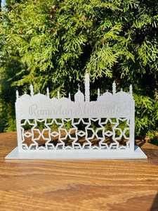 Wooden Ramadan Mubarak <b>Decor</b> With Mosque Silhouette And <b>Star</b> Pattern Tabletop Home <b>Decor</b> For Islamic Festival Traditional Design - Product Image 4