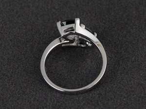 Anillo de fiesta de cóctel con espinela negra natural, corte trillón, gema negra, plata de ley, doble gema, joyería - Product Image 3