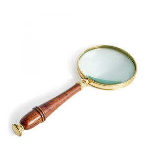 Loupe de lecture de style antique avec cadre en laiton poli et poignée en bois, idéale pour les loisirs - Product Image 1