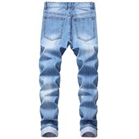 Jean en denim pour homme de haute qualité, respirant, imperméable, coupe droite, style décontracté, délavage clair, taille mi-haute