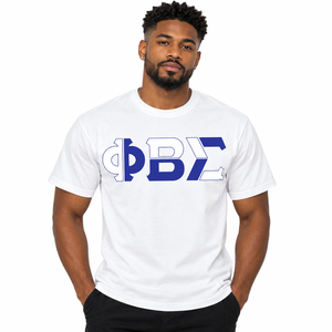 Camiseta Casual de Manga Corta para Hombre, 100% Algodón, con Letras Griegas en Bloques de Color, Cuello Redondo, Diseño de Paneles en Contraste, Phi Beta Sigma - Product Image 1