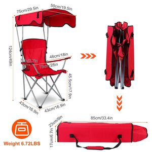 Sedia Pieghevole da Spiaggia con Tettoia, Capacità di Carico 330 LBS, Protezione Solare, Seduta Pieghevole da Campeggio e Giardino - Product Image 5