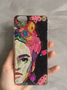 Handmade Custom Beaded Phone Case Lemon Slice and Flower Design Yellow Green Color Craft Accessory - Product Image 4