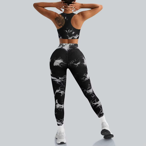Conjuntos Deportivos sin Costuras con Estampado de Camuflaje Personalizado, Conjuntos de Yoga Elásticos sin Costuras para Mujer, Ropa Deportiva Sexy que Realza los Glúteos - Product Image 3