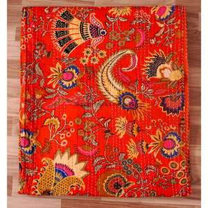 Cubrecama Tradicional de Lujo con Patrón Kantha Indio, Estampado Paisley, Reversible y Cómodo para el Hogar - Product Image 6