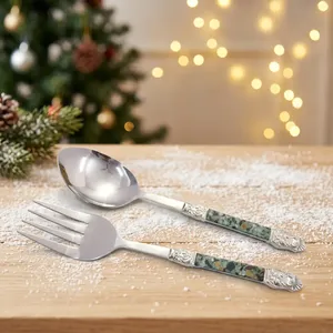 Handmade Steel Salad <b>Server</b> with Wooden Enamel Coated Handle-Eco-Friendly Wholesale Price - Product Image 6