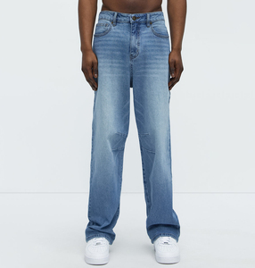 Jeans de Mezclilla para Hombre, Corte Recto, Lavado a la Piedra, Cintura Alta, Corte Regular, Casuales, de Algodón, Peso Medio, para Primavera - Product Image 1