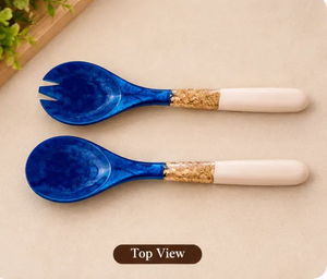 Cuillères à salade en résine de qualité supérieure avec motif contrasté noir et blanc pour restaurant moderne et vaisselle de luxe pour la maison - Product Image 2