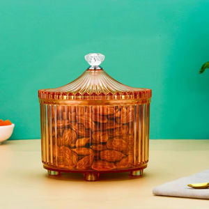 Boîte de rangement transparente en verre pour snacks avec poignées en cristal et 3 bocaux amovibles pour fruits secs, bonbons, noix, cadeaux de mariage ou de fête - Product Image 1