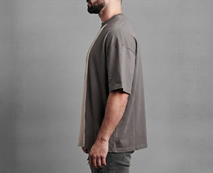 T-shirt Homme Oversize à Panneaux Contrastants, Manches Courtes Décontractées, Col Rond, 100% Coton Respirant, Écologique, Style Urbain - Product Image 5