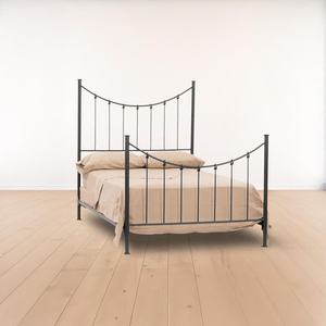 Cadre de lit en fer forgé à la main, best-seller, avec tête de lit à barres verticales classiques, structure métallique robuste et design minimaliste élégant pour chambre à coucher - Product Image 2