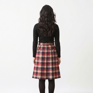 Jupe en flanelle pour femmes, longueur genou, décontractée, 100% coton, ajustée, pour l'hiver, style streetwear, jupe tendance, à porter au quotidien - Product Image 2