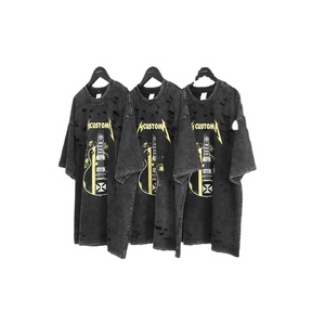 OEM nuevo estilo de camisetas de los hombres de microfibra ácido lavado Hip Hop Lino Rock <span class=keywords><strong>Band</strong></span> personalizado liso de dibujos animados gráfico Vintage camiseta de los hombres
