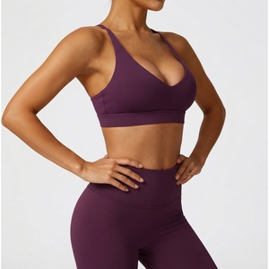 Custom Logo Front Women's Simple Seamless <b>Halter</b> <b>Neck</b> High Support Breathable Removable Pad Yoga Fitness Workout Sports <b>Bra</b> - Product Image 2