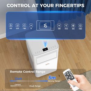 Condizionatore d'Aria Mobile Bianco da 10000 BTU con Telecomando, Timer 24H, Display LED per Raffreddamento e Deumidificazione, Spina UK/EU, Alimentazione AC, Nuovo - Product Image 6