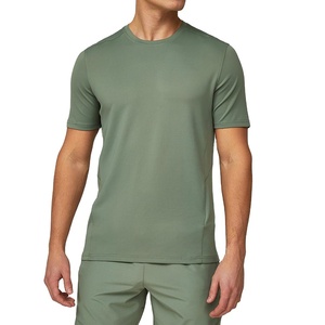 T-shirt de sport slim pour homme, respirant, uni, pour fitness et musculation, manches courtes, col rond, couleur unie - Product Image 4