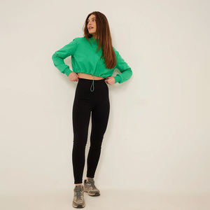 Sudadera Corta para Mujer, 100% Algodón, Cuello Redondo, Estilo Urbano, Informal, para Entrenamiento, de Corte Corto - Product Image 5