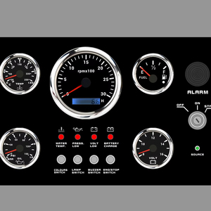 Pannello Strumenti Multifunzione per Motori Diesel con 5 Indicatori Neri 12V per Generatori Marini e Auto - Product Image 1