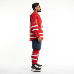 Jersey de Hockey sobre Hielo Personalizable para Niños, Talla XS, 100% Poliéster, Malla Gruesa, Absorbe la Humedad, Cuello en V con Cordones, Color Rojo, Estilo Canadiense - Product Image 3