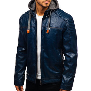 Veste à col roulé en cuir véritable et toile, coupe décontractée, taille personnalisée, pour homme, hiver 2025, nouvelle collection, imperméable, écologique, style urbain - Product Image 2