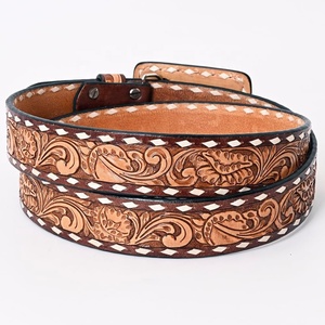 Ceinture occidentale en cuir pleine fleur usiné à la main véritable Ceinture occidentale élégante en cuir véritable unisexe à boucle amovible - Product Image 4