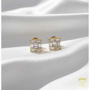 925 Sterling Silver Moissanite <b>Diamond</b> <b>Square</b> Stud <b>Earrings</b> Baguette Stone Frame Elegant Fashion Jewelry For Wholesale Retailers - Product Image 5