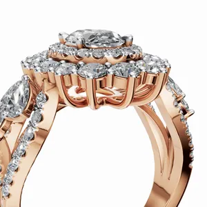 Anillo de Diamantes Cleopatra Halo de 75 Piezas con Múltiples Piedras Cultivadas en Laboratorio de Royal Design, Joyería de Oro de Lujo India para Mujer, Certificación IGI - Product Image 4
