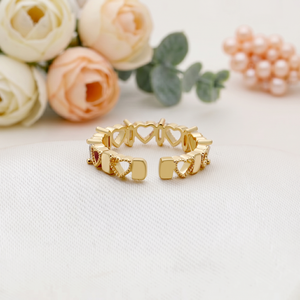 Gold Plated 925 Sterling Silver <b>Adjustable</b> Heart Shaped Opening <b>Ring</b> CZ Stones Pave Setting for Women-Wedding Gift Accessories - Product Image 6