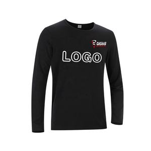 Camiseta deportiva de manga larga con cuello redondo y microfibra de algodón 100% transpirable de secado rápido con estampado de logotipo personalizado con diseño de manga larga - Product Image 1