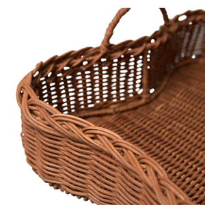 Scalloped Rattan Storage <b>Basket</b> Customize Color, Eco-Friendly <b>Wicker</b> Tray For Tabletop Decor Premium Vietnam Rattan Organizer - Product Image 3