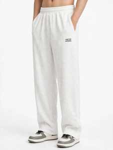ONETEN APPAREL <b>Men's</b> <b>White</b> Corduroy Pants Elastic Waist Casual <b>Trousers</b> Letter Print Left Leg - Product Image 6