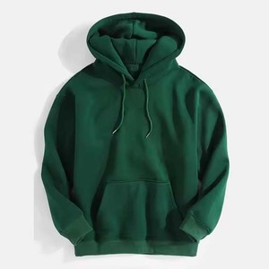 Sweat-shirt à capuche pour homme, vert uni, en molleton de coton, décontracté, coupe classique, style automne - Product Image 1