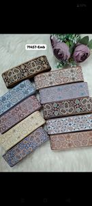 Cinta de encaje bordada floral multicolor de 2 pulgadas, ribete étnico indio con bordado de flores, para manualidades, costura y decoración de vestidos. - Product Image 2