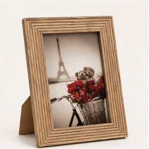 Deluxe Quality Fluted Wood Photo Frame for Wall Art & Tabletop Display Natural Solid Wood Picture Holder Home Decor Accessories - Product Image 1