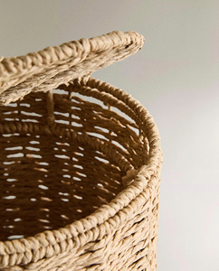 Cesta redonda de papel para almacenamiento con tapa, fabricada en Vietnam, precio al por mayor, hermoso diseño, OEM, ODM, color. - Product Image 4