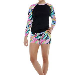 Conjunto de Camiseta de Manga Larga para Mujer con Protección UV UPF 50+, Estampado Floral, Traje de Baño Deportivo de Dos Piezas para Surf - Product Image 5