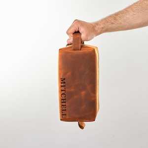 Custom Genuine Leather Unisex for Bag Dopp <b>Kit</b> Travel Wash Bag <b>Shaving</b> <b>Kit</b> Organizer Zipper Closure TYG-0188 - Product Image 6