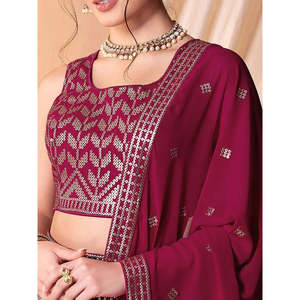 Fascinante Lehenga Choli de Georgette con Lentejuelas Rosa Oscuro para Festivales - Product Image 4