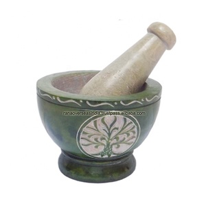 Juego de mortero y Maja de esteatita de nuevo diseño más vendido con talla de árbol para pulverizar hierbas, especias, granos y semillas - Product Image 6