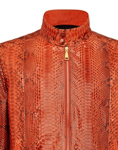 Custom Genuine Python Pattern <b>Leather</b> <b>Jacket</b> Men Premium Fashion Outerwear OEM ODM Factory Sample Service Available - Product Image 4