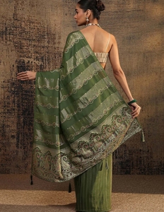 KV Olive Motifs Woven Design Saree With Unstitched <b>Blouse</b> - Product Image 4