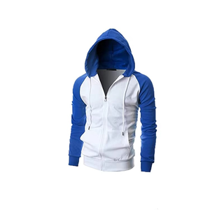 Sudadera con Capucha y Cremallera para Hombre, Gris Azul, Manga Raglán, Corte Ajustado, Informal, Tejida, Transpirable, para Otoño - Product Image 5