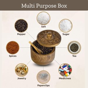 Contenedor de Especias de Madera Hecho a Mano con Cuchara y Hebilla, Diseño Rústico, Apilable, Hermético, Ecológico y a Prueba de Humedad para Almacenamiento de Alimentos - Product Image 2