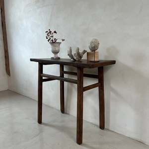 Mesa Consola Pequeña de Estilo Antiguo, Rústica, de Madera Maciza, Estrecha, para Pasillo, Entrada, Altar, Estilo Wabi Sabi, Mueble Vintage para Sala de Estar - Product Image 1