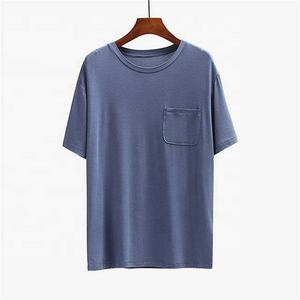 2023 OEM camisetas casuales para hombres transpirables 70% bambú 30% algodón cuello levantado liso Camisetas cuello redondo 100% Material de algodón - Product Image 3