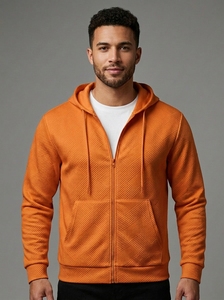 Sudadera con Capucha Completa para Hombre OEM ODM, Sudadera Texturizada Premium con Capucha Ajustable y Diseño de Bolsillo Frontal - Product Image 5