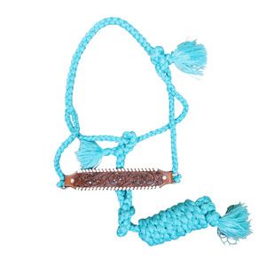 Harnais en nylon décoré d'un motif floral sculpté à la main et de sangles blanches sur le nezier en cuir - Product Image 2