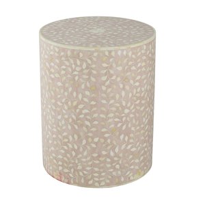 White Bone Inlay Side Table Handmade Leaf Pattern End Table Decorative Bedside Wardrobes Custom Furniture Wholesale - Product Image 5